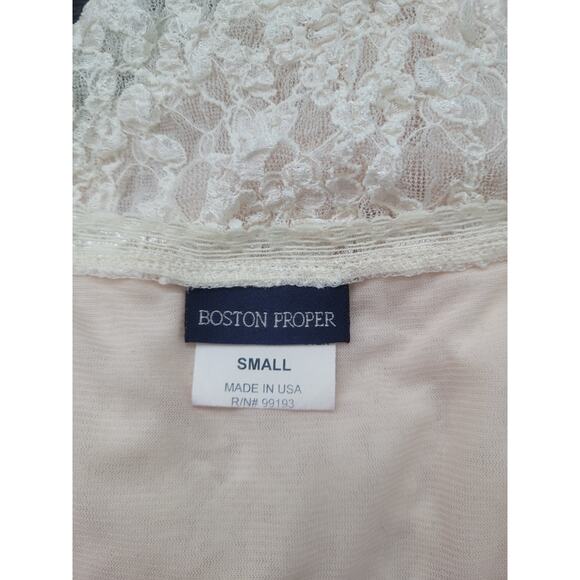 Y2k Boston Proper Babydoll Lace Sweetheart Neck Top Size S Cream Coquette Dainty - Picture 4 of 7